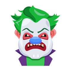 A flat style character of scary joker 

