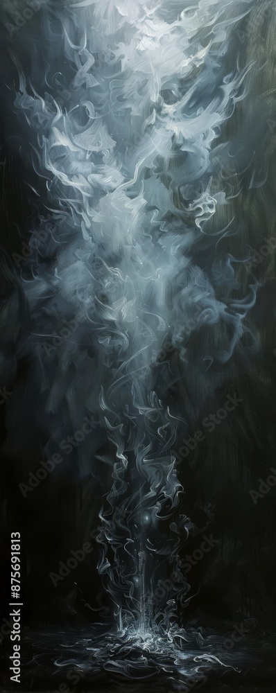 Poster mysterious abstract smoke art with a dark background, creating a captivating and ethereal visual eff