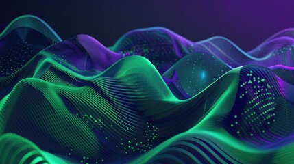 Obraz premium Creative abstract illustration featuring green and violet shapes, representing data science and the dynamic power of Julia programming.