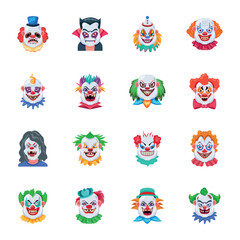 Basic RPack of 16 Scary Face Flat Vectors 

GB