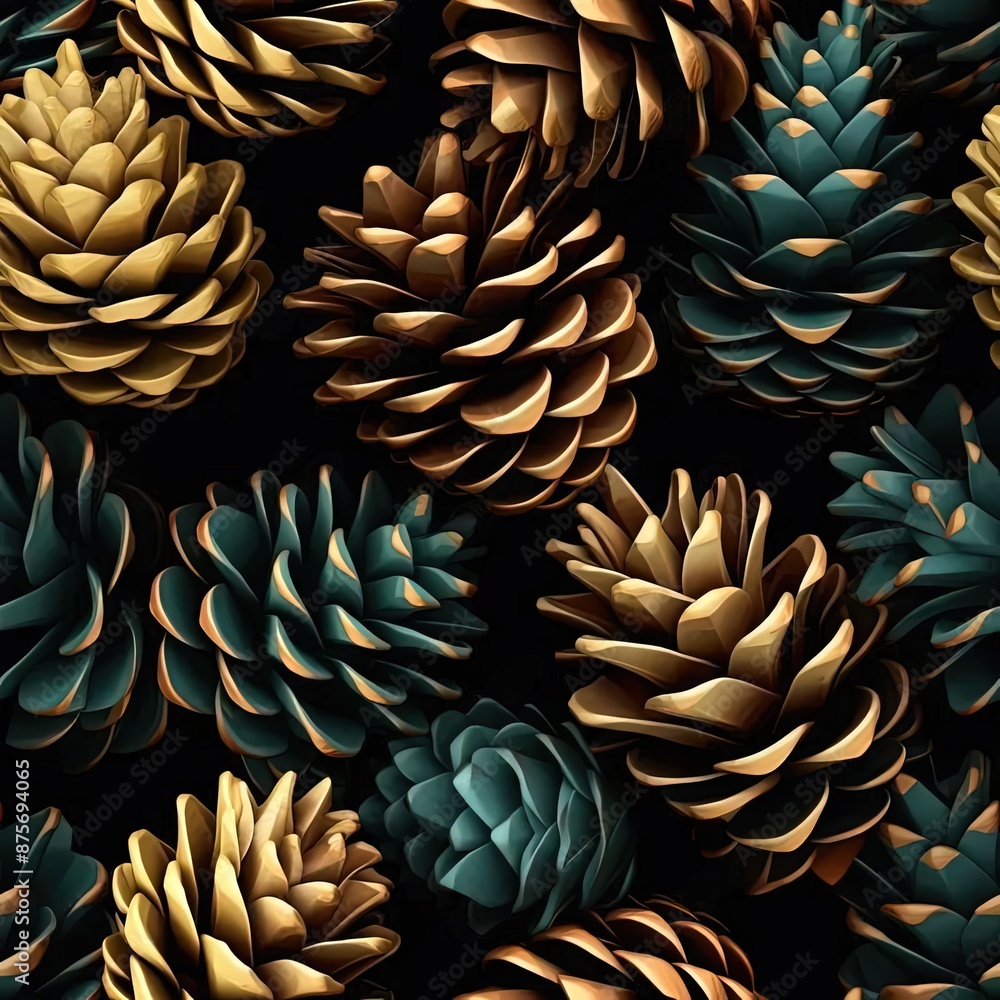 Wall mural a close up of a bunch of pine cones