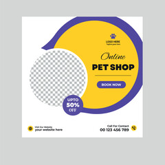 Obraz premium Pet social media post design template