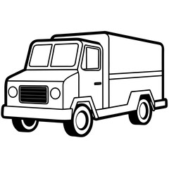 Fototapeta premium truck outline coloring book page line art illustration digital drawing