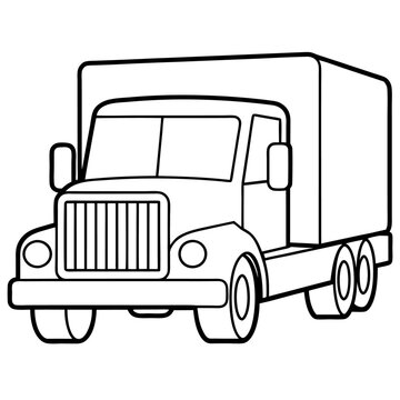 recommend clip art: truck outline coloring book page line art illustration digital drawing