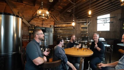 Friends Enjoying Drinks at a Brewery Restaurant Generative AI