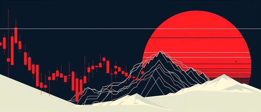 Stock market impact, reaction to interest rate changes, flat design illustration