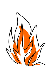  Illustration of a fire with a black outline and orange splash.