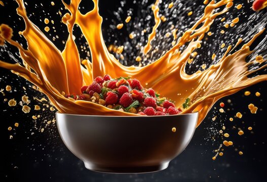 dynamic food artistic shots moving ingredients dishes, motion, vibrant, colorful, appetizing, beautiful, aesthetic, visual, cooking, design, trendy, modern