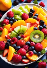 Obraz premium colorful fresh fruit salad vibrant fruits healthy eating concept, plate, delicious, nutritious, diet, variety, juicy, organic, natural, appetizing
