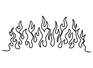  One line art  continues line art an illustration of fire isolated on white.