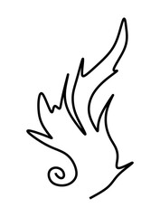  One line art  continues line art an illustration of fire isolated on white.