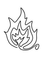  One line art  continues line art an illustration of fire isolated on white.