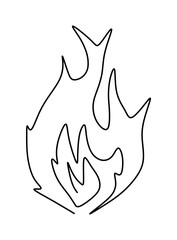  One line art  continues line art an illustration of fire isolated on white.