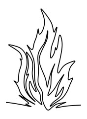  One line art  continues line art an illustration of fire isolated on white.