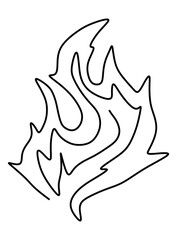 One line art  continues line art an illustration of fire isolated on white.