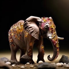 Obraz premium an elephant with a lot of beads on it's trunk
