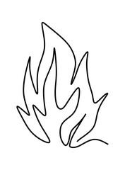 Obraz premium One line art continues line art an illustration of fire isolated on white.