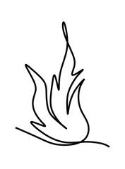  One line art  continues line art an illustration of fire isolated on white.