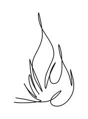  One line art  continues line art an illustration of fire isolated on white.