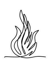  One line art  continues line art an illustration of fire isolated on white.