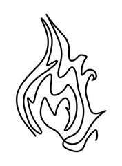  One line art  continues line art an illustration of fire isolated on white.