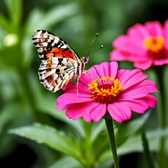 Butterfly feeding on a flower, AI Generated