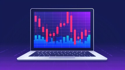 Financial trend analysis, identifying market patterns, flat design illustration