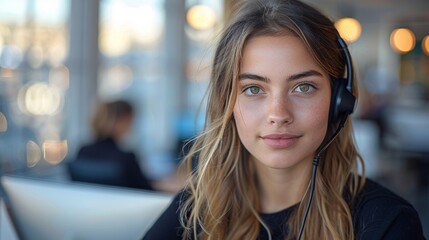 Customer Service Representative in a Modern Office - Generative AI