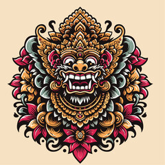Fototapeta premium Balinese barong vector logo illustration