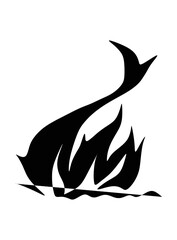 Silhouette of fire illustration in black and white.