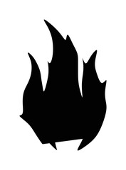 Silhouette of fire illustration in black and white.