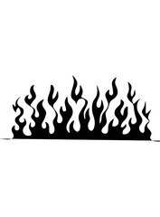 Silhouette of fire illustration in black and white.