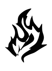 Silhouette of fire illustration in black and white.