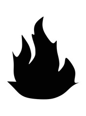 Silhouette of fire illustration in black and white.
