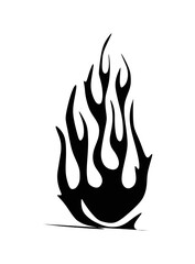 Silhouette of fire illustration in black and white.
