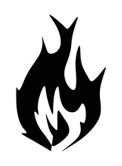 Silhouette of fire illustration in black and white.

