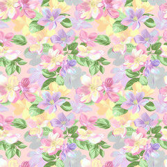 Floral variety color, form nature, seamless fabric pattern.