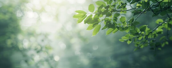 Obraz premium Serene Forest Canopy Wallpaper: Minimalist Style with Soft Light and Subtle Depth of Field