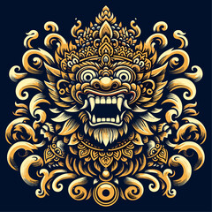 Balinese barong vector logo illustration