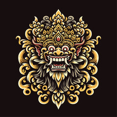 Obraz premium Balinese barong vector logo illustration