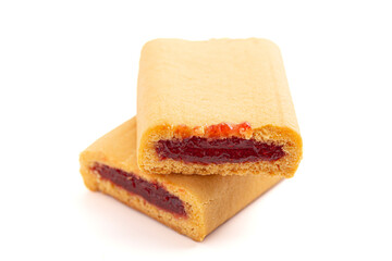 Strawberry Flavored Bar Cookies Isolated on a White Background