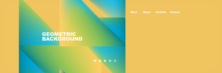 Colorful fluid gradient triangles and squares web site template. Vector Illustration For Wallpaper, Banner, Background, Card, Book Illustration, landing page