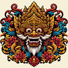 Balinese barong vector logo illustration