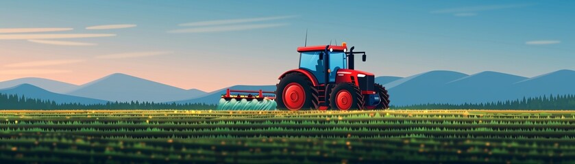 Obraz premium IoT sensors in agriculture, networked farming devices, flat design illustration