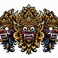 Balinese barong vector logo illustration