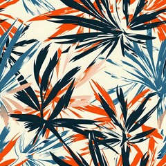 Modern Tropical Leaf Design in Deep Blue