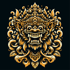 Balinese barong vector logo illustration