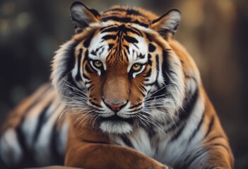 illustration side graphic painted tiger animal muzzle cat wild face olated portrait