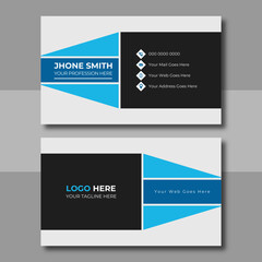 Clean Corporate Business Card Layout with blue color. Modern unique creative business card. Business card for business and personal use. Vector illustration design, Print ready,
