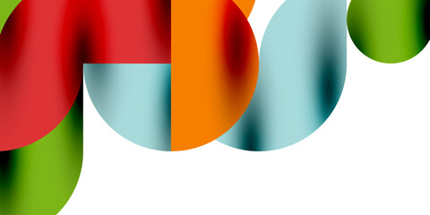 Obraz premium Shadow effect shiny circles and round triangles geometric modern art. Vector Illustration For Wallpaper, Banner, Background, Card, Book Illustration, landing page